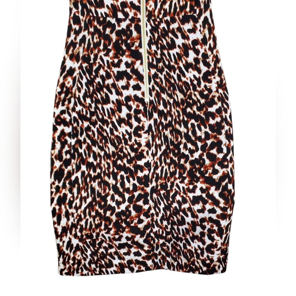 Calvin Klein Size 14 Elegant Sleeveless Scuba Animal Print Leopard Sheath Dress - Picture 11 of 15